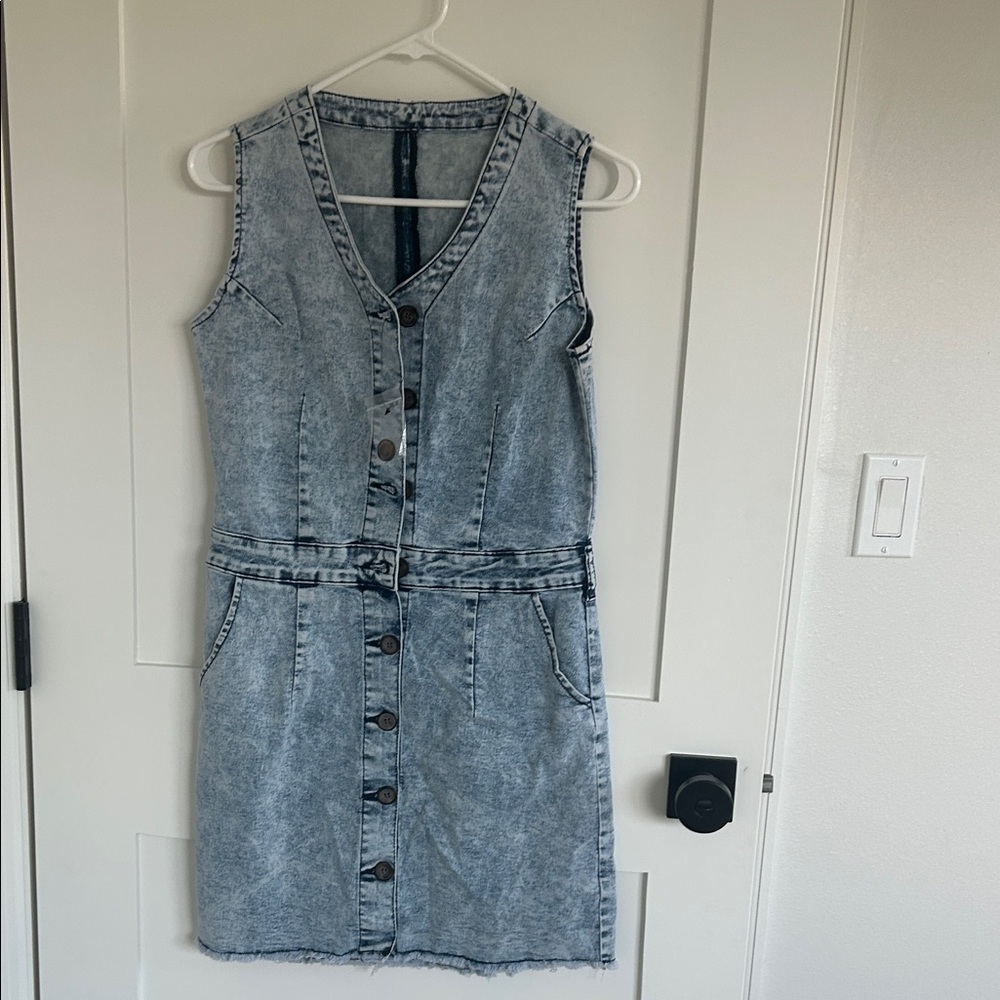 Sleeveless Denim Button-Down Dress